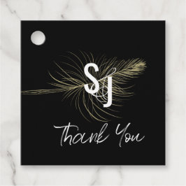 Gold Foil Hand Drawn Wedding Feather Wedding Geschenkanhänger