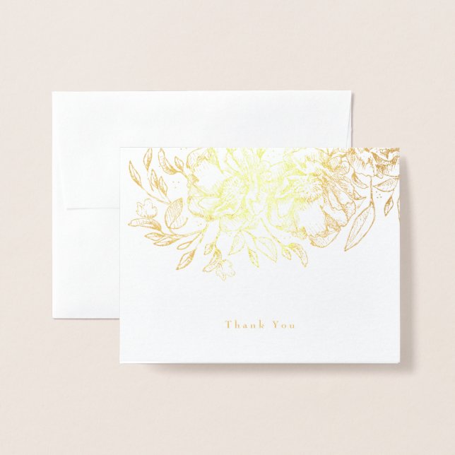 Gold Foil Hand gezogene Blütenkarte Dankeschön Kar Folienkarte (Vorderseite mit Umschlag)
