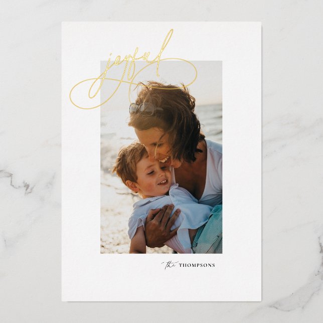 Gold Foil Handwriting Joyful Holiday Carte photo (Recto)