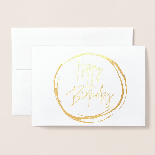 Gold Foil Happy Birthday Card Folienkarte (Vorderseite mit Umschlag)