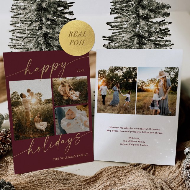 Gold Foil Happy Holidays Foto Weihnachtskarte Folieneinladung (Von Creator hochgeladen)