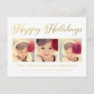 Gold Foil Happy Holidays Xmas Foto Frame Postkarte