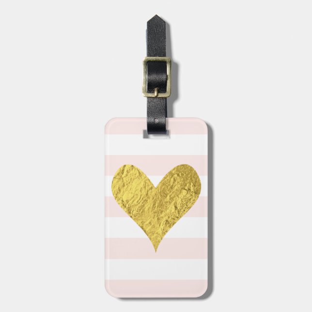 Gold Foil Heart Gepäckanhänger (Vorderseite vertikal)
