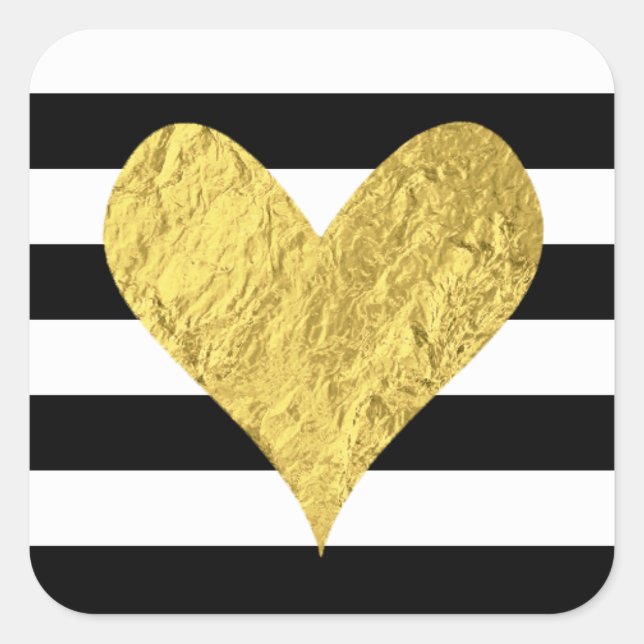 Gold Foil Heart Quadratischer Aufkleber (Vorderseite)