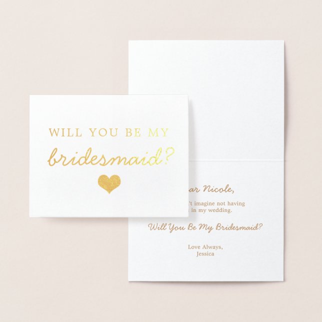 Gold Foil Heart Serez-Vous Ma Carte D'Épouse (Affichage)