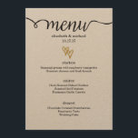 Gold Foil Hearts Kraft Paper Wedding Menu Menükarte<br><div class="desc">Gold Foil Hearts Kraft Papier Hochzeitsmenü. Die unterbydandelionic designerhältlichen Produkte werden koordiniert</div>