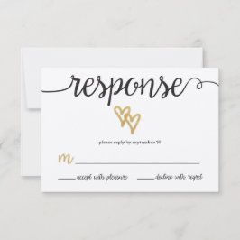 Gold Foil Hearts Kraft Paper Wedding RSVP Card