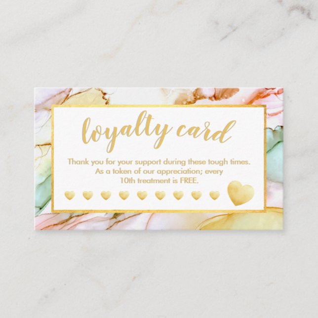 Gold Foil Hearts Pastel farbig Treuekarte (Vorderseite)