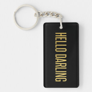 Gold Foil Hello Darling on Black