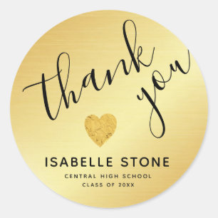Gold Foil Herz Vielen Dank Abschluss Stickers