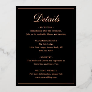 Gold Foil Hochzeitskarte für Schwarz und Rose Folie Einladungspostkarte