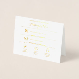 Gold Foil Icons Wedding Weekend Itinerary Card Folienkarte
