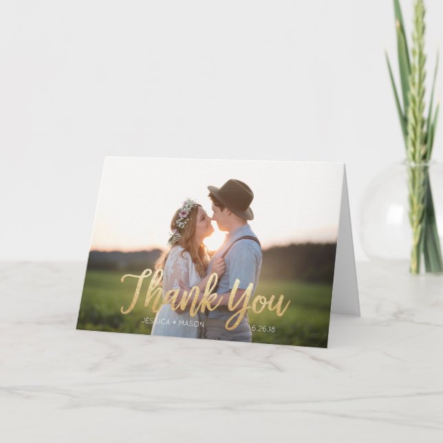 Gold Foil (Imitate) Hochzeit geklappt Dankeschön K Dankeskarte (Vorderseite)