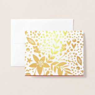 Gold Foil Jolie Festive Flowers Carte de Noël