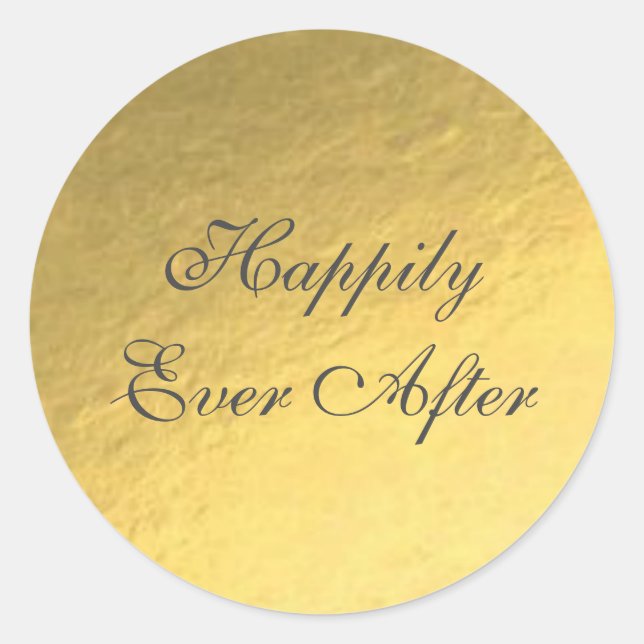 Gold Foil Joyeusement Jamais Après Sticker Mariage (Devant)