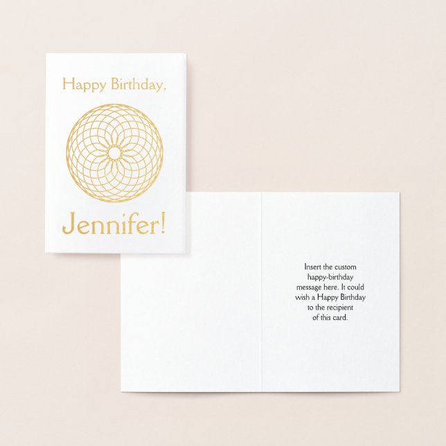 Gold Foil "Joyeux anniversaire, Jennifer !" Carte (Affichage)
