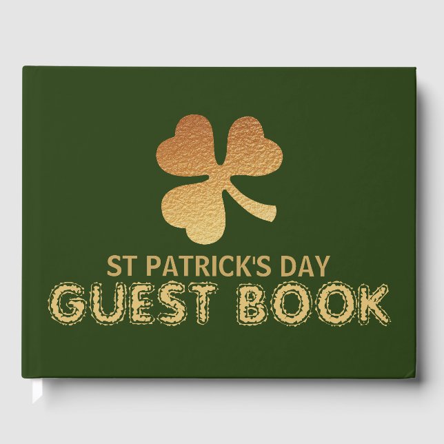 Gold Foil Kleeblatt, St Patrick's Day Gästebuch (Vorderseite)