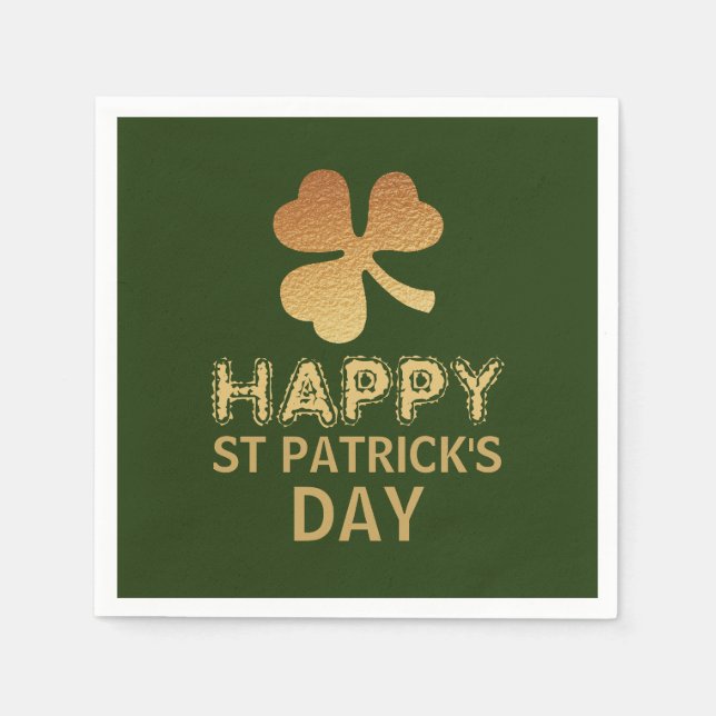 Gold Foil Kleeblatt, St Patrick's Day Party Serviette (Vorderseite)