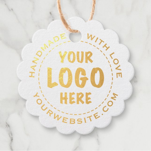 Gold Foil Kraft Price Tag Hang Tag Scalloped (Vorderseite)