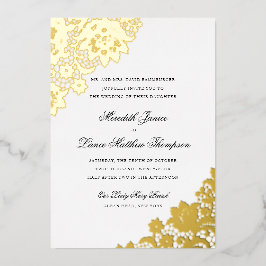 Gold Foil Lace Black and Gold Script Wedding Foil Folieneinladung