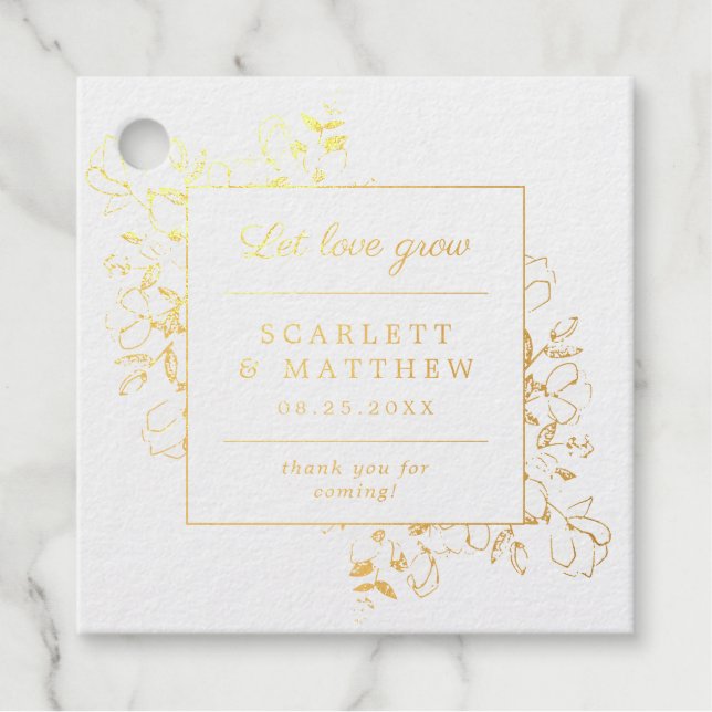Gold Foil Lassend Liebe wachsen handgezogene Blume Geschenkanhänger (Vorderseite)