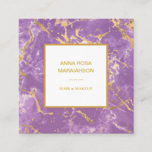 *~* Gold Foil Lavendel Marble Modern Luxe Girly Quadratische Visitenkarte