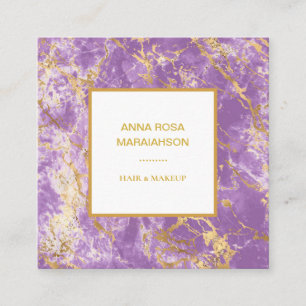 *~* Gold Foil Lavendel Marmor Modern Girly Luxe Quadratische Visitenkarte