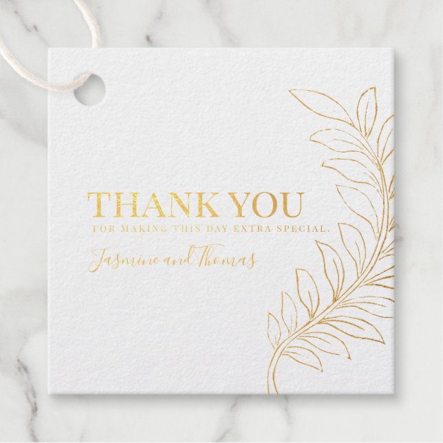 Gold Foil Leaf Vielen Dank Tag (Vorderseite)