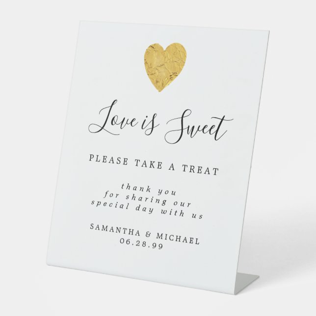 Gold Foil Liebe ist Sweet Wedding Dessert Bar Sockelschild (Vorderseite)