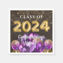 Gold Foil Lila Balloons Class of 2024 Abschluss