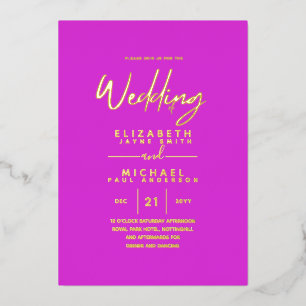 GOLD FOIL Lipstick Pink Moderne All-in-1 Hochzeit Folieneinladung