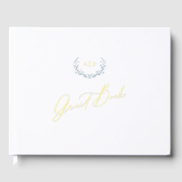 Gold Foil Livre d'invité Dusty Blue Monogram Maria