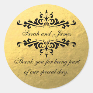 Gold Foil look mariage Favor Merci Étiquette