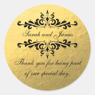 Gold Foil look mariage Favor Merci Étiquette