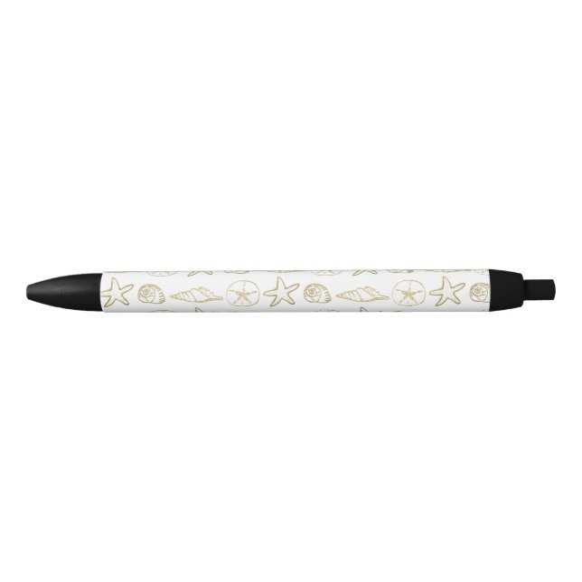Gold Foil Look Muscheln Chic Beach Elegante Kugelschreiber (Vorderseite)