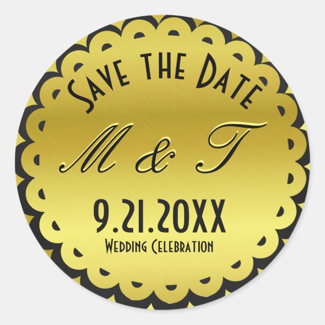 Gold Foil Look Save the Date Siegel Runder Aufkleber (Vorderseite)