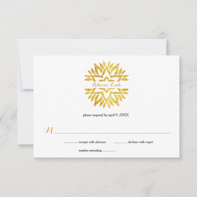 Gold Foil Look Star Mandala Bat mitzvah Réponse RS (Devant)