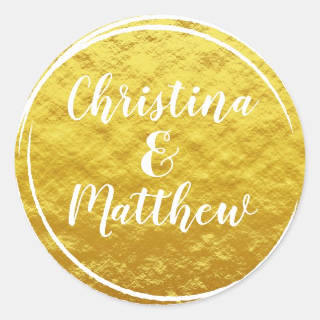 Gold Foil Look Wedding Umschlag Aufkleber (Vorderseite)