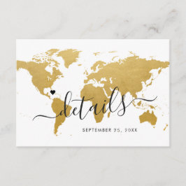 Gold Foil Look World Map Hotel Informationen Begleitkarte