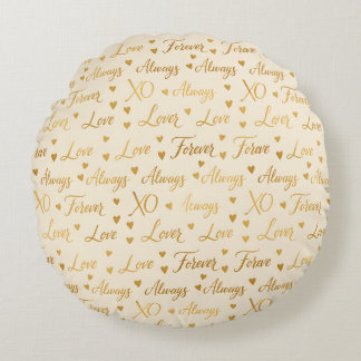 Gold Foil Love & Forever Valentine Rundes Kissen