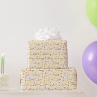 Gold Foil Love & Forever Valentine Wrapping Paper Geschenkpapier