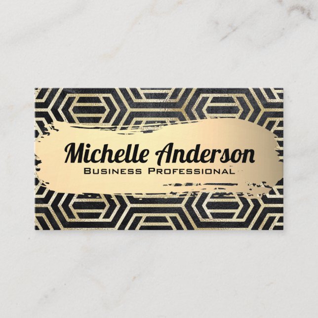 Gold Foil Luxury Modernes geometrisches Muster Visitenkarte (Vorderseite)