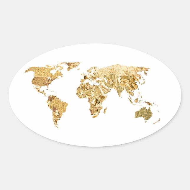 Gold Foil Map Ovaler Aufkleber (Vorderseite)