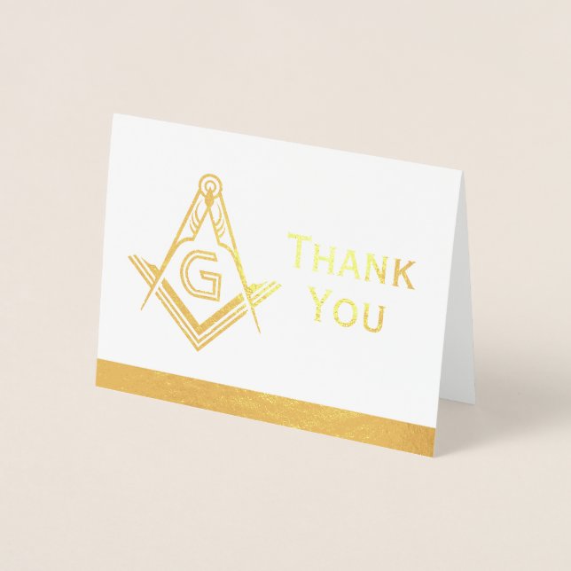 Gold Foil Masonic Vielen Dank Karten | Hinweis für (Vorderseite)