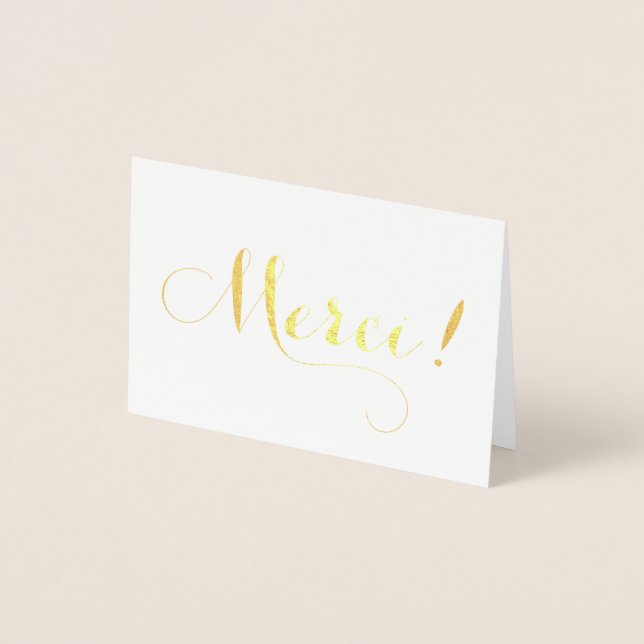 Gold Foil MERCI Calligraphie Carte de remerciement (Devant)