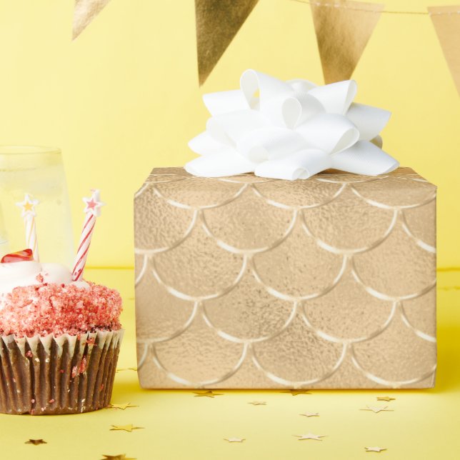 Gold Foil Mermaid Muster Textur Feier Geschenkpapier (Geburtstagsparty)