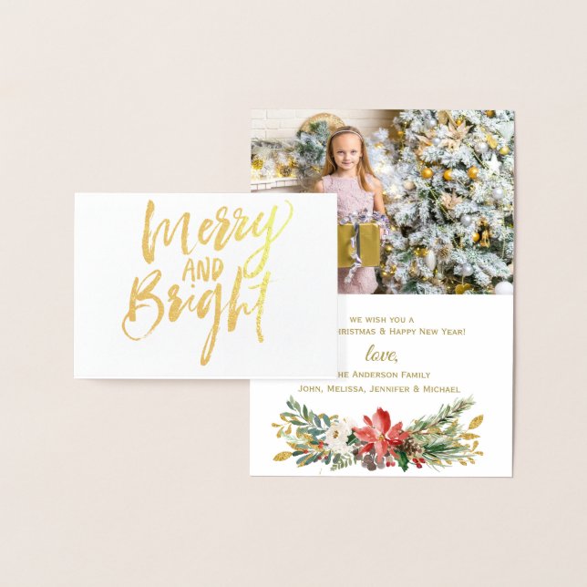 Gold Foil Merry & Bright Holiday Weihnachtsfest Fo Folienkarte (Anzeige)