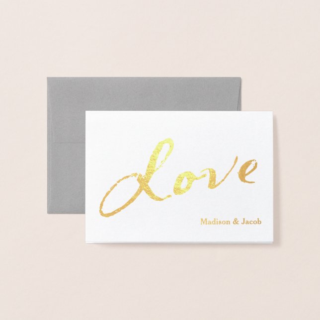 Gold Foil mit Liebe Vielen Dank, dass Sie eine Gra Folienkarte (Vorderseite mit Umschlag)