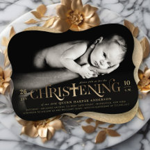 Gold Foil Modern Bold Cross Christening Religious