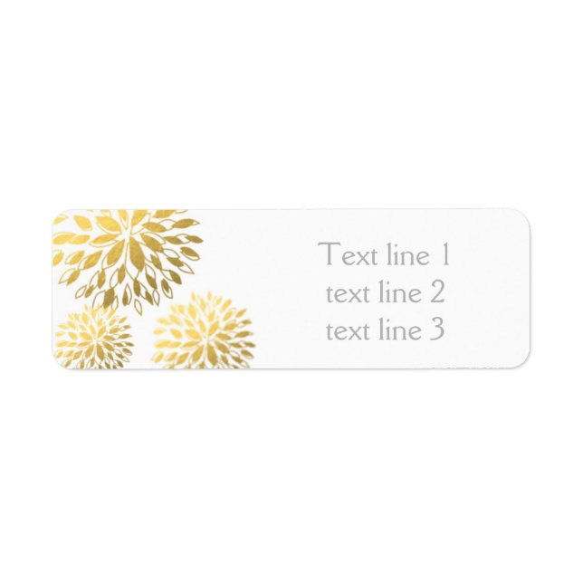 Gold Foil Moderne Florale Mariage Étiquettes de ad (Devant)